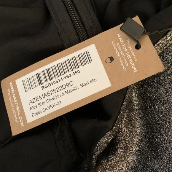 Nasty Gal Azema metallic silver maxi slip dress plus size 22 NWT - Picture 4 of 6